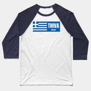 Thiva City with Greek Flag Baseball T-Shirt